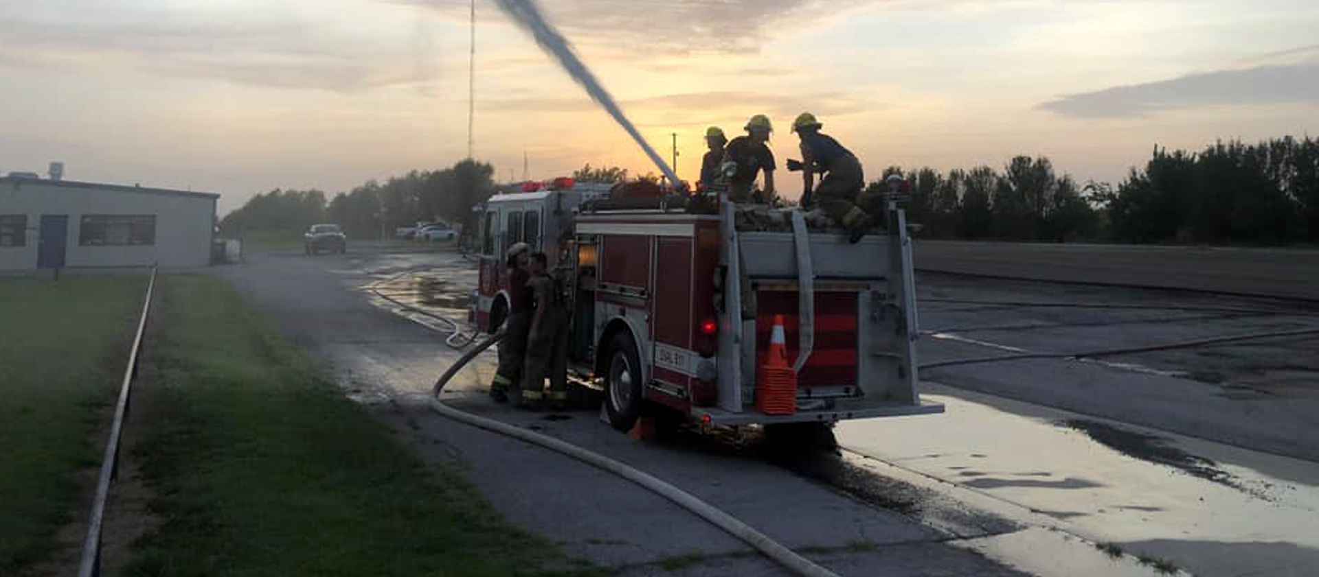 Liberty Area Fire Protection Association testing hoses on the engine.